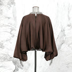Vintage Round-Neck Beaded Loose Blouse – Black & Coffee
