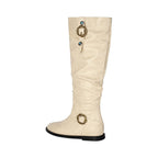 Vintage Slouchy Riding Boots for Women | Flat Heel Buckle Boots