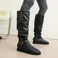 Vintage Slouchy Riding Boots for Women | Flat Heel Buckle Boots