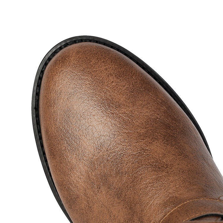 Vintage Slouchy Riding Boots for Women | Flat Heel Buckle Boots