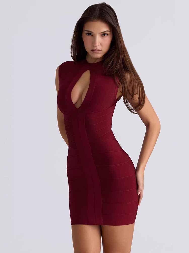 Women's Bandage Dress - Sexy Cutout Keyhole Bodycon Mini Club Party Cocktail Dress - Styeenigma