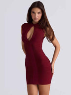 Women's Bandage Dress - Sexy Cutout Keyhole Bodycon Mini Club Party Cocktail Dress - Styeenigma