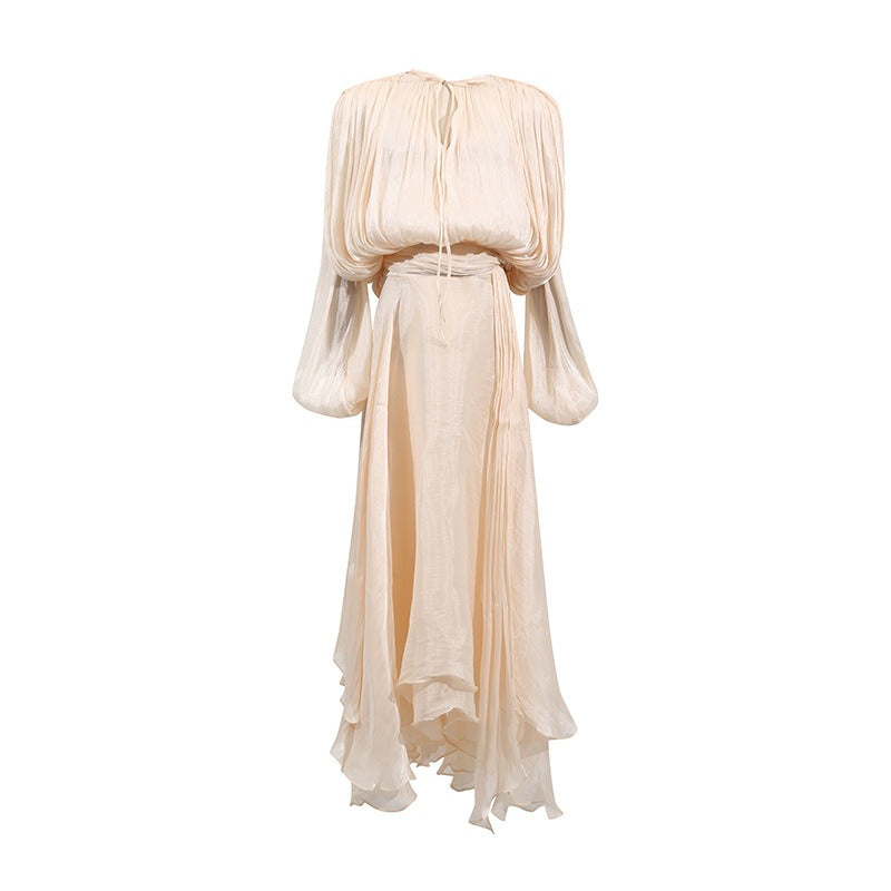 Women Maxi Dress | Puff Sleeve Flowy Gown for Beach Weddings & Vacation