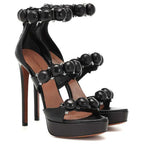 Black Platform Stiletto Pumps | Open Toe Heels for Women - Styeenigma