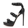 Black Platform Stiletto Pumps | Open Toe Heels for Women - Styeenigma