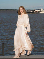 Women Maxi Dress | Puff Sleeve Flowy Gown for Beach Weddings & Vacation