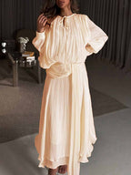 Women Maxi Dress | Puff Sleeve Flowy Gown for Beach Weddings & Vacation