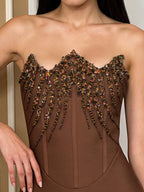 Off-Shoulder Rhinestone Mermaid Gown – Sexy Formal Evening Maxi Dress