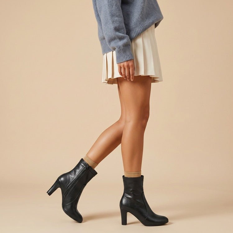 Women's Ankle Boots Stiletto High Heel Faux Leather Dress Boots - Styeenigma