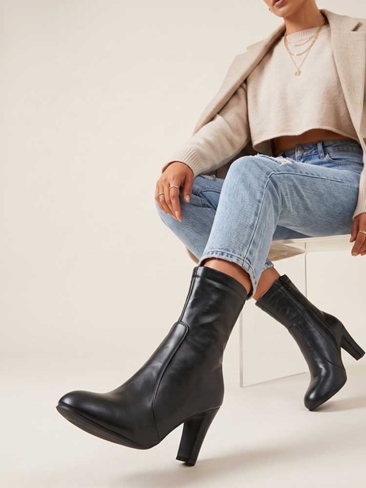 Women's Ankle Boots Stiletto High Heel Faux Leather Dress Boots - Styeenigma