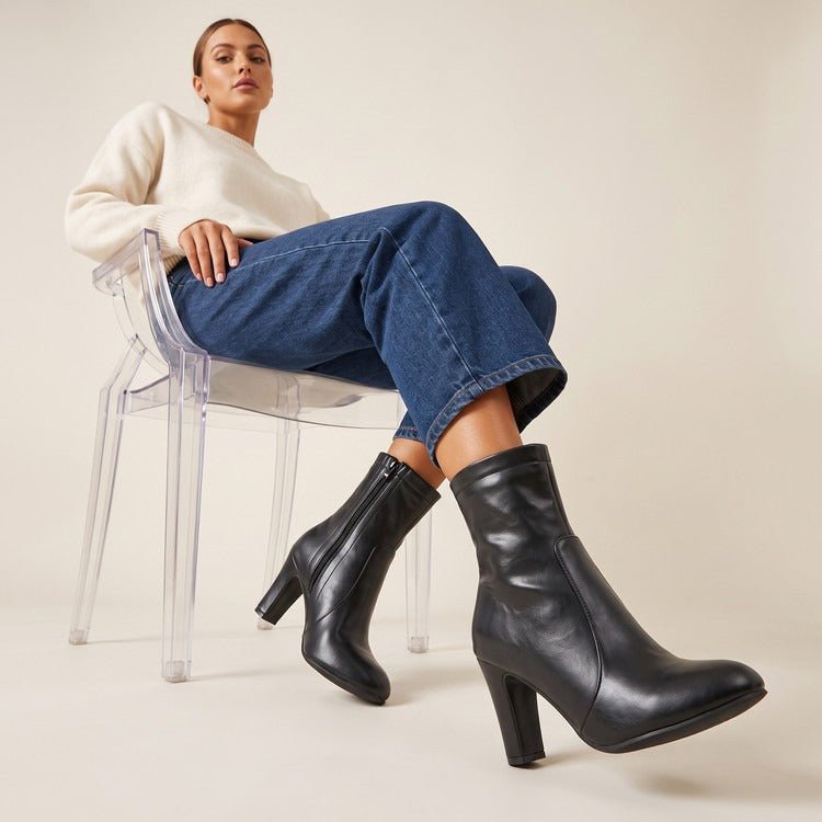 Women's Ankle Boots Stiletto High Heel Faux Leather Dress Boots - Styeenigma