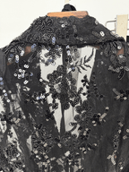Women's Black Lace Blazer Set - Elegant Formal Pant Suit with Peplum Belt for Evening & Wedding - Styeenigma