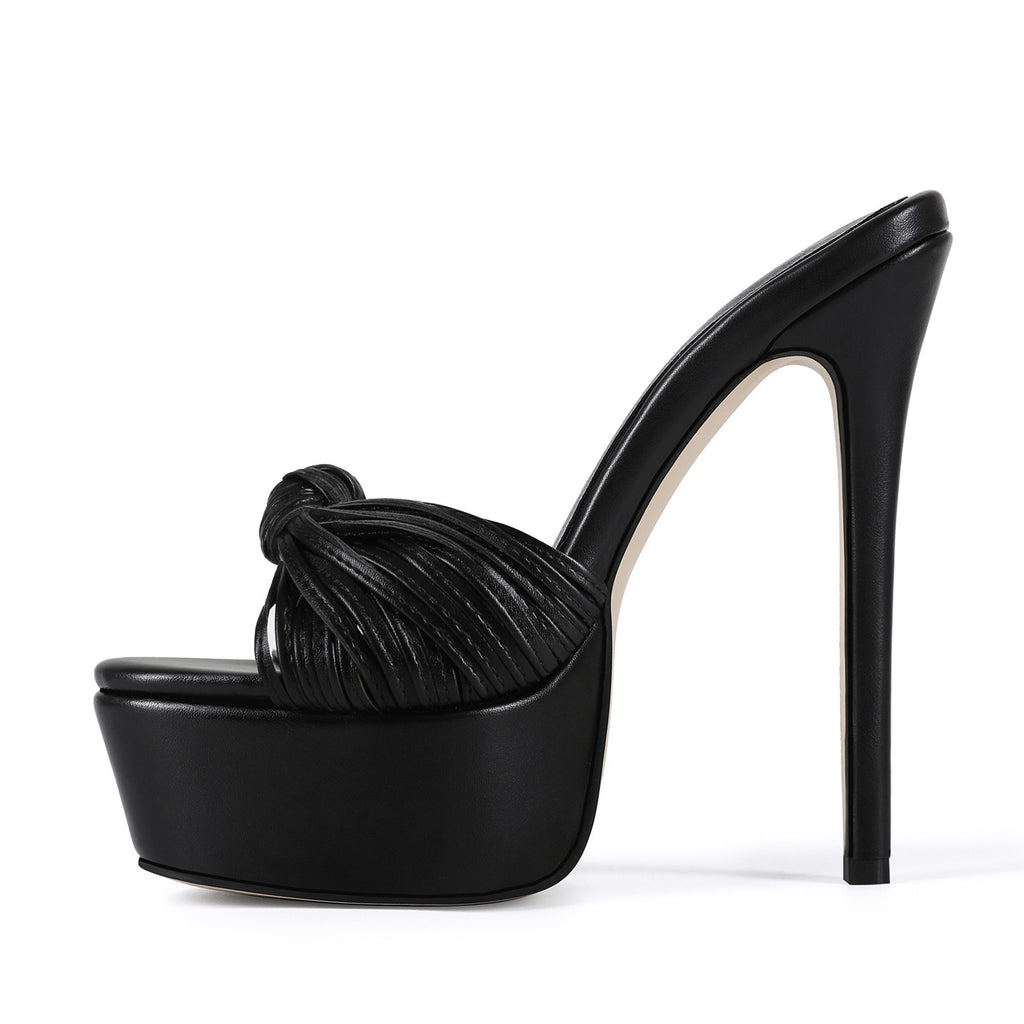 Women's Black Platform Stiletto Heels - Ultra High Heel Nightclub Party Pumps - Styeenigma