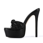 Women's Black Platform Stiletto Heels - Ultra High Heel Nightclub Party Pumps - Styeenigma