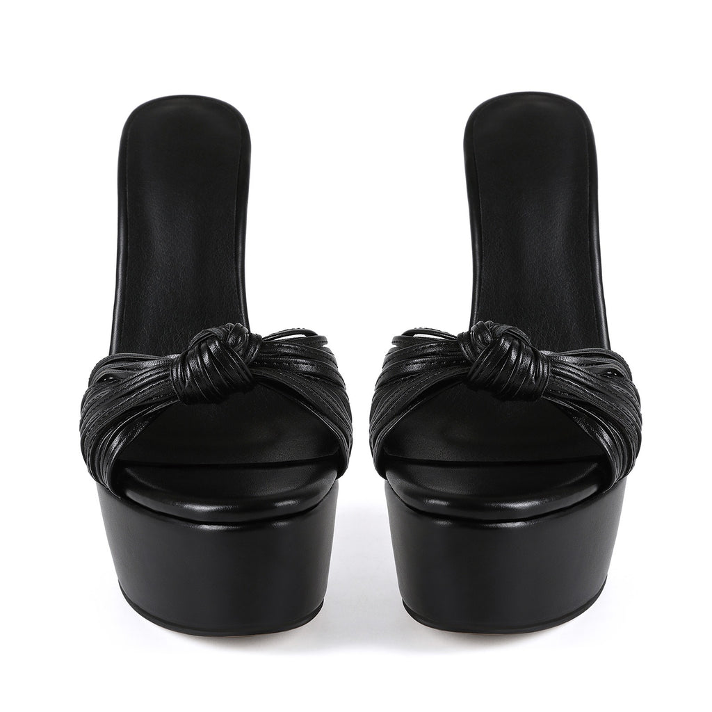 Women's Black Platform Stiletto Heels - Ultra High Heel Nightclub Party Pumps - Styeenigma