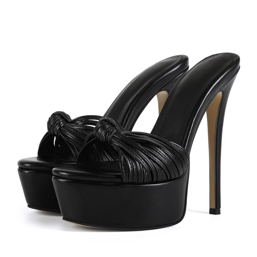 Women's Black Platform Stiletto Heels - Ultra High Heel Nightclub Party Pumps - Styeenigma