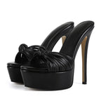 Women's Black Platform Stiletto Heels - Ultra High Heel Nightclub Party Pumps - Styeenigma
