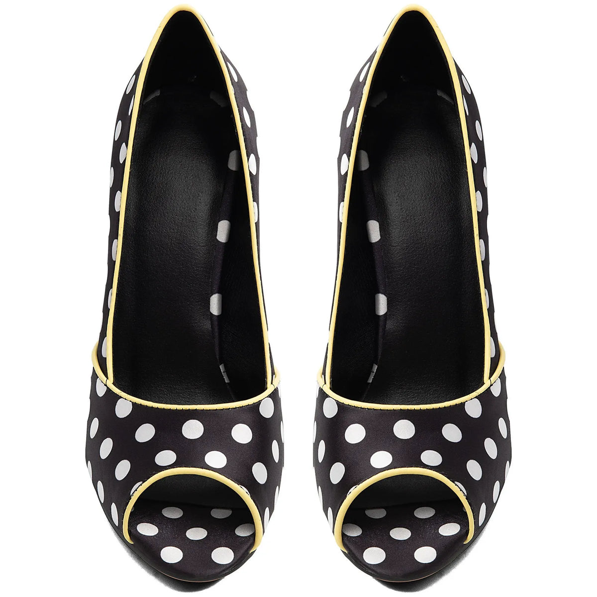 Women's Black Polka Dot Velvet Pumps Peep Toe Stiletto Heels - Styeenigma