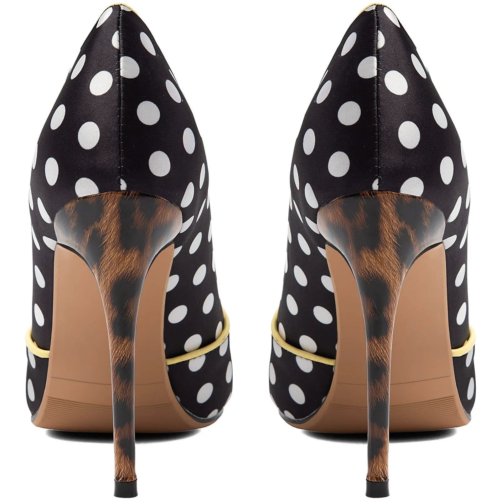 Women's Black Polka Dot Velvet Pumps Peep Toe Stiletto Heels - Styeenigma