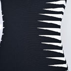 Women's Black and White Bandage Dress - Sleeveless High Neck Bodycon Midi Dress