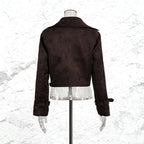 Women’s Cropped Trench Jacket | Belted Lapel Short Coat with Buckle Cuffs - Styeenigma