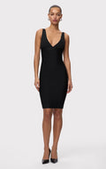 V-Neck Sleeveless Bandage Bodycon Dress | Women's Stretch Cocktail Party Midi Dress