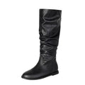Women's Flat Knee High Boots Slouchy Faux Leather Boots - Styeenigma