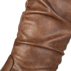 Women's Flat Knee High Boots Slouchy Faux Leather Boots - Styeenigma