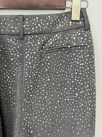 Women's Grey Sparkly Blazer Set - Rhinestone Embellished Suit with Wide Leg Pants for Evening Party - Styeenigma