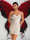 Elegant Women's Lace Spaghetti Strap Mini Dress - Sexy Party Club-wear Evening Gown