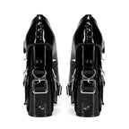 Women's Punk Platform Mary Jane Heels - Extreme High Chunky Block Heel Pumps with Spikes Buckle, Gothic Y2K Patent Leather Grunge Shoes - Styeenigma