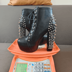 Women's Punk Studded Platform Boots - Gothic Lace Up Ankle Boots with Spikes | Heavy Metal High Heel Shoes - Styeenigma