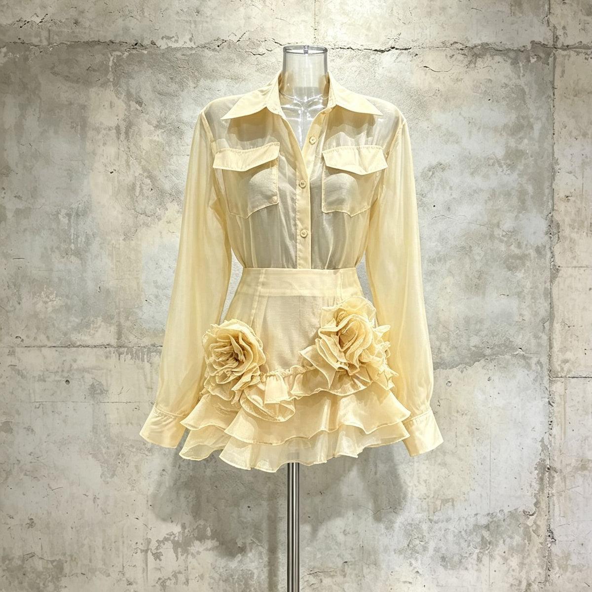 Women’s Ruffle Hem Skirt Suit | 2 Piece Blazer & Mini Skirt Set - Styeenigma