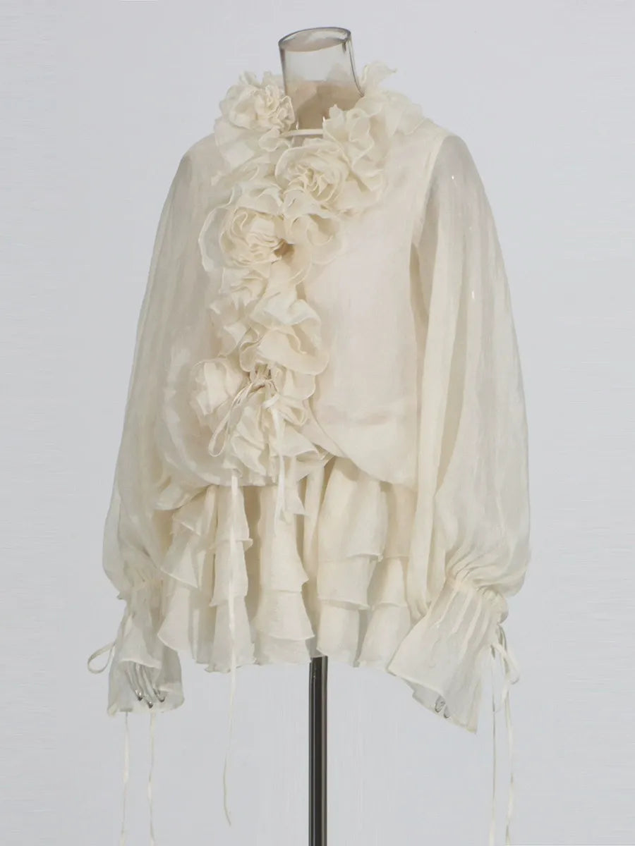 Women’s Ruffle Lace-Up Mini Dress | Long Sleeve Tiered Ruffle Hem Dress