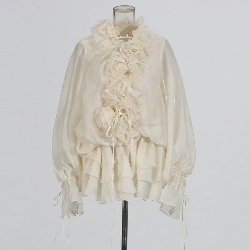 Women’s Ruffle Lace-Up Mini Dress | Long Sleeve Tiered Ruffle Hem Dress