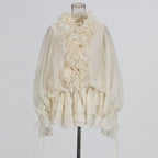 Women’s Ruffle Lace-Up Mini Dress | Long Sleeve Tiered Ruffle Hem Dress