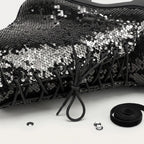 Women's Sequin Martin Boots Lace-Up Chunky Heel Ankle Boots for Stage Show Catwalk - Styeenigma