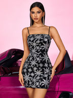Women’s Spaghetti Strap Sequin Mini Bodycon Dress