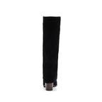Women's Suede Slouchy Knee High Boots Chunky Block Heel Pull-On Boots - Styeenigma