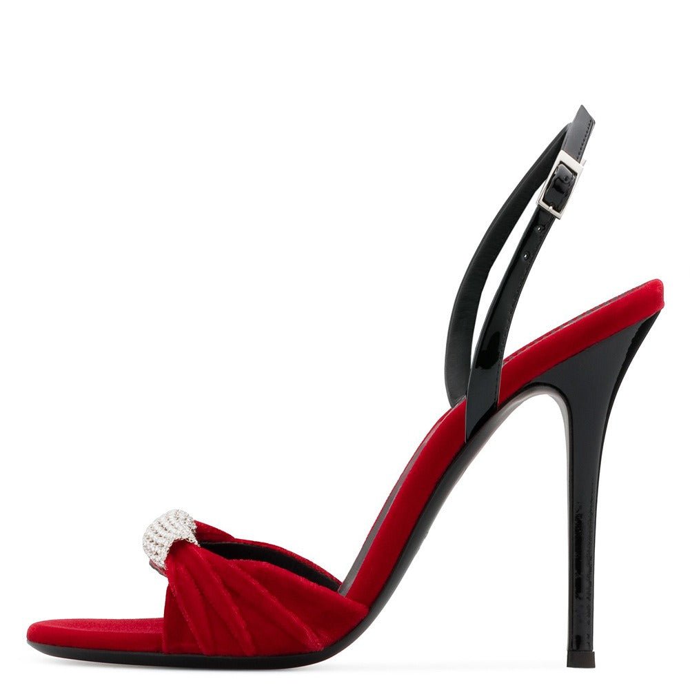 Women's Velvet Stiletto Heels Open Toe Slingback Sandals - Styeenigma