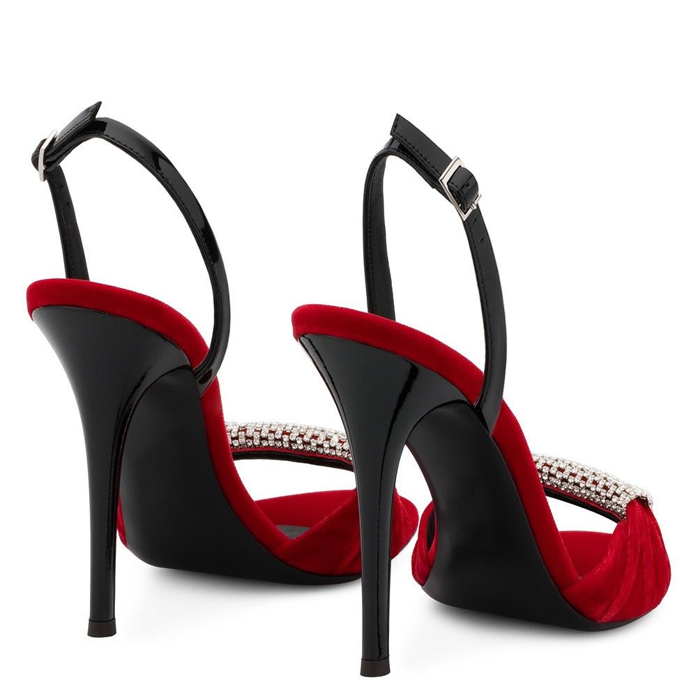 Women's Velvet Stiletto Heels Open Toe Slingback Sandals - Styeenigma