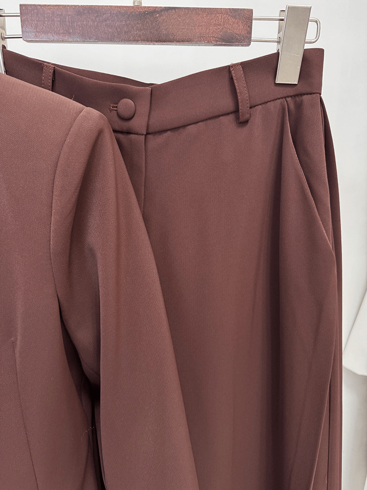 Women's Wide Leg Suit with Black Shawl Collar - Elegant Blazer Pant Set for Party & Wedding - Styeenigma