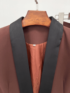 Women's Wide Leg Suit with Black Shawl Collar - Elegant Blazer Pant Set for Party & Wedding - Styeenigma
