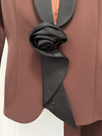 Women's Wide Leg Suit with Black Shawl Collar - Elegant Blazer Pant Set for Party & Wedding - Styeenigma