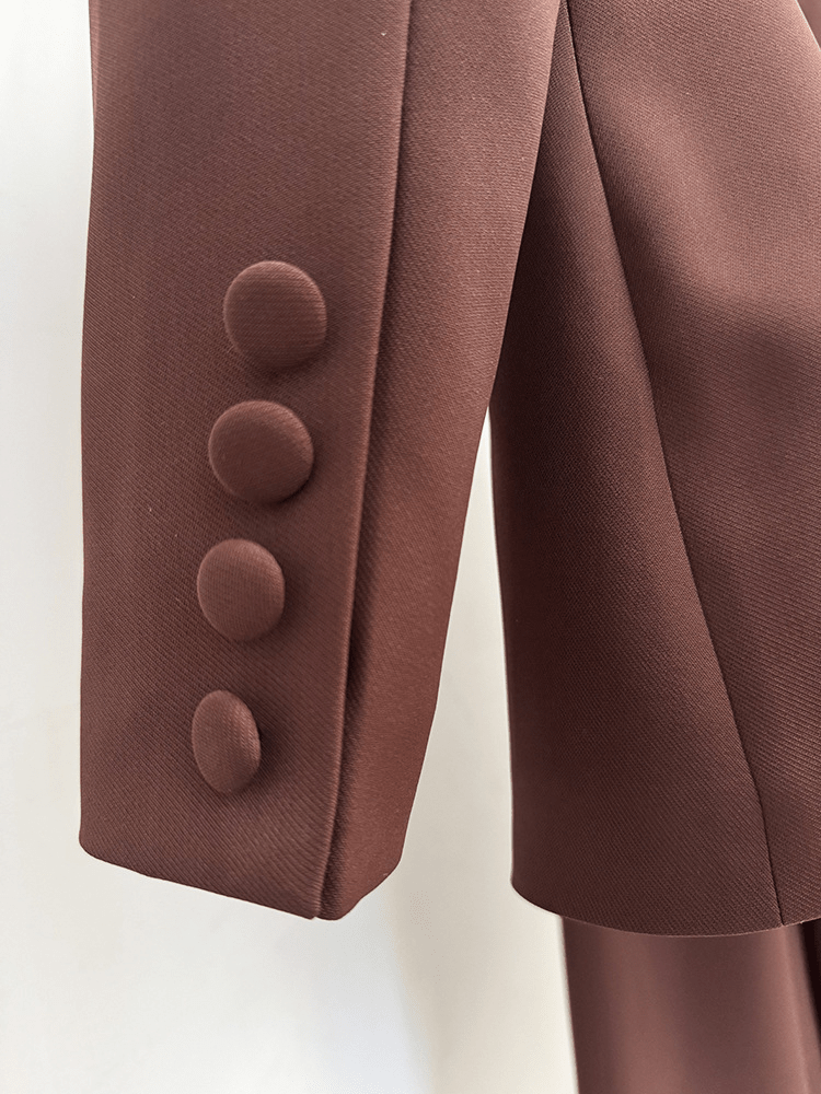 Women's Wide Leg Suit with Black Shawl Collar - Elegant Blazer Pant Set for Party & Wedding - Styeenigma