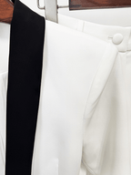 Women's Wide Leg Suit with Black Shawl Collar - Elegant Blazer Pant Set for Party & Wedding - Styeenigma