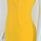 Women's Yellow Halter Neck Maxi Dress - Sleeveless Bodycon Formal Summer Dress