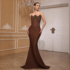 Off-Shoulder Rhinestone Mermaid Gown – Sexy Formal Evening Maxi Dress