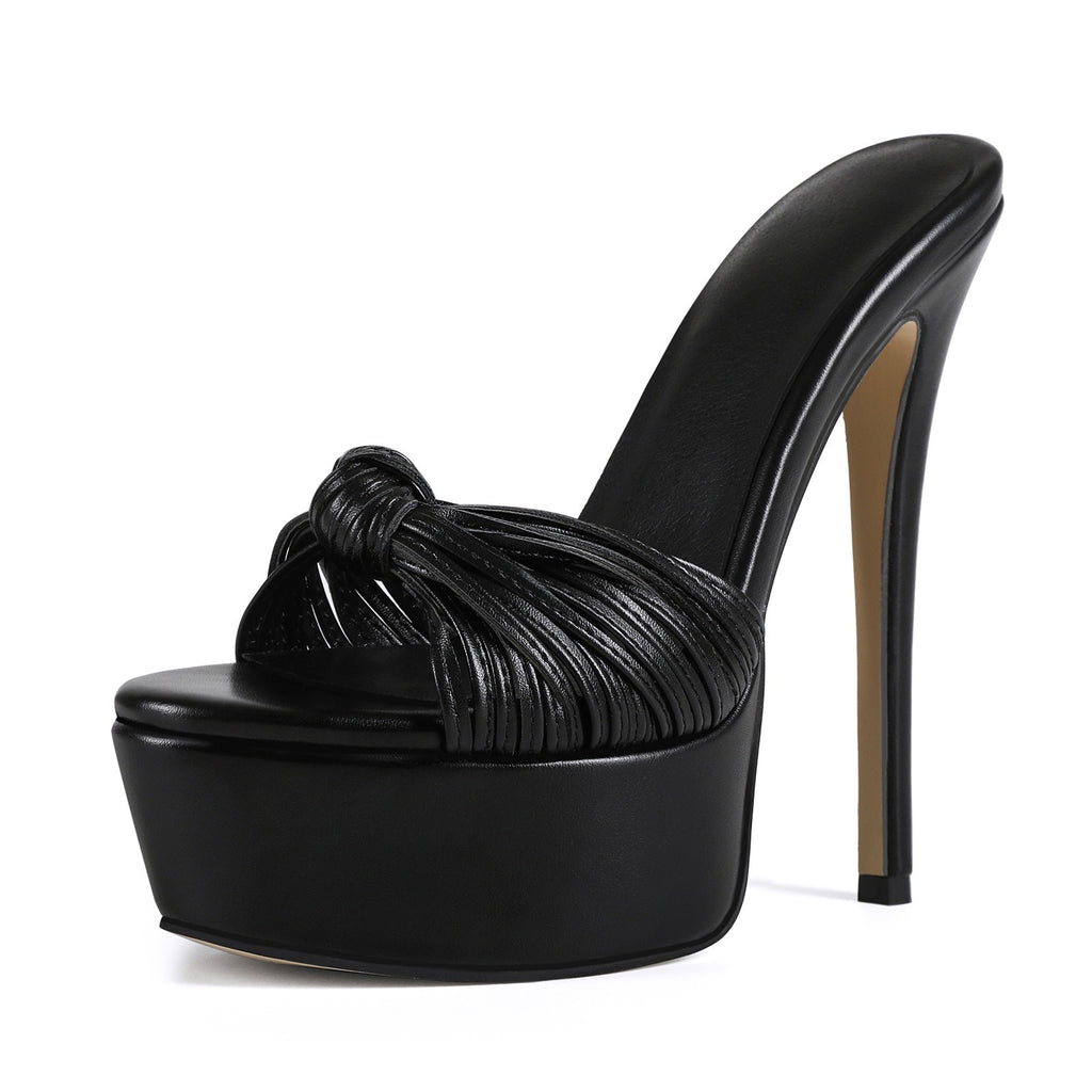 Women's Black Platform Stiletto Heels - Ultra High Heel Nightclub Party Pumps - Styeenigma