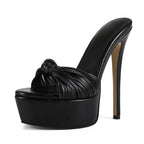 Women's Black Platform Stiletto Heels - Ultra High Heel Nightclub Party Pumps - Styeenigma